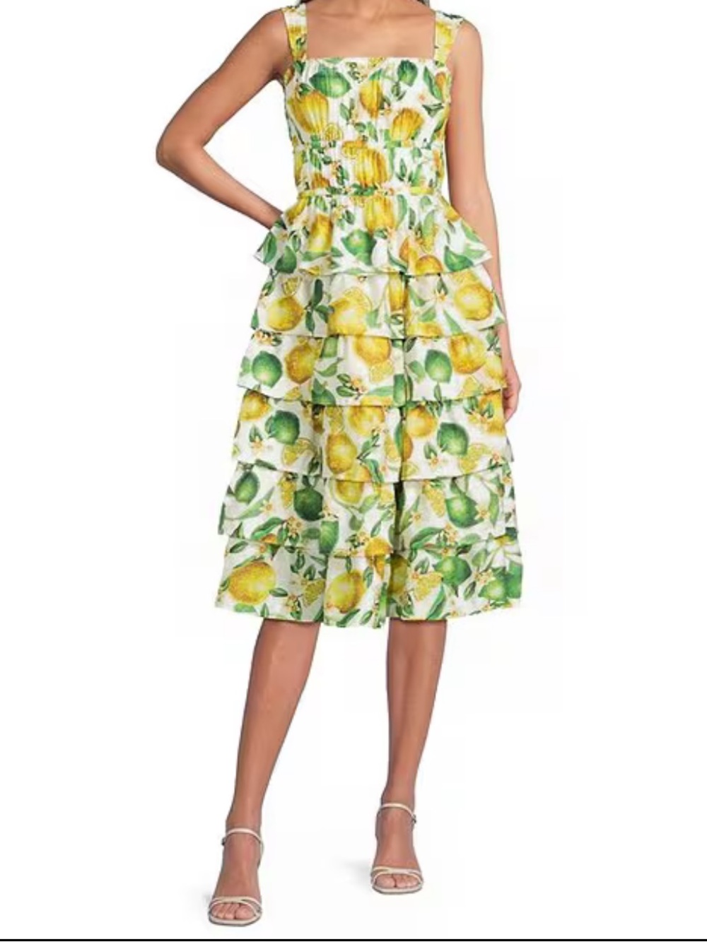Current Air Citrus-Print Tiered Midi Dress